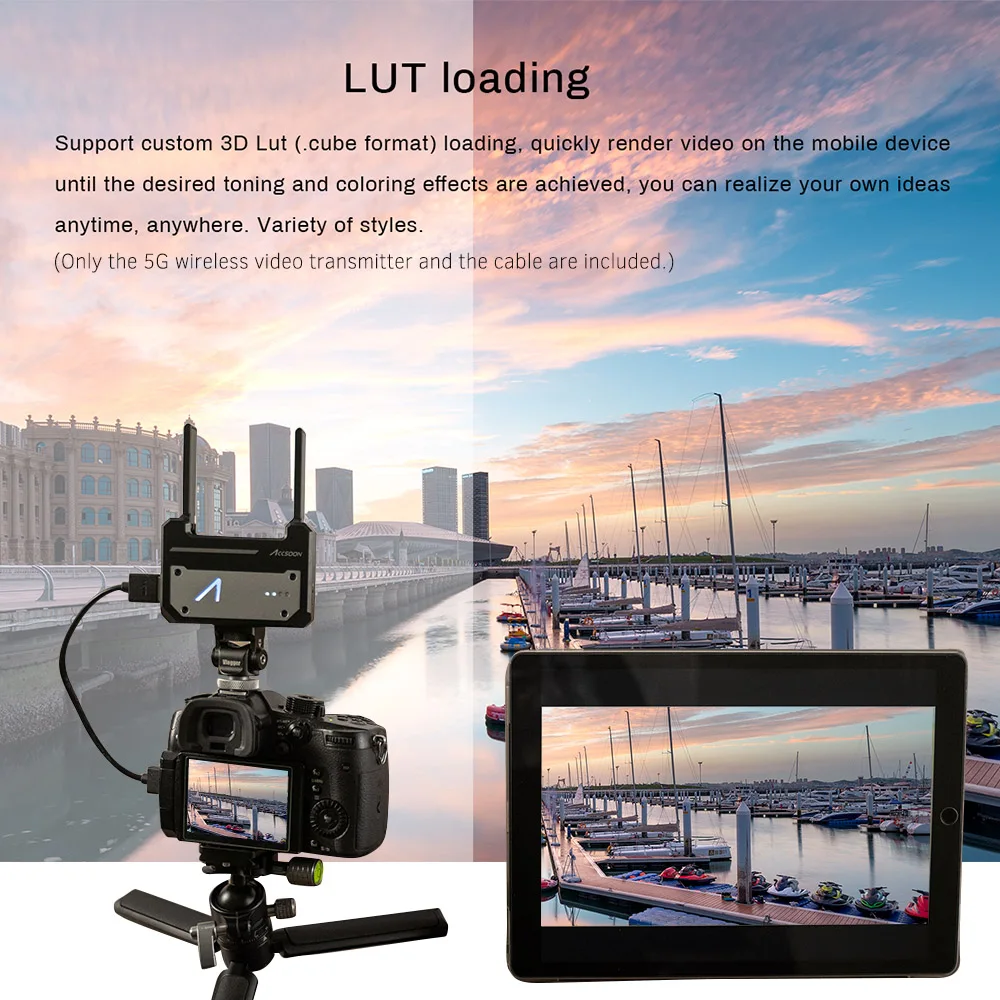 1080P WiFi HD передатчик Портативный 5G видео передатчик 3D LUT загрузка 100 м Диапазон для iOS iPad iPhone Andriod смартфон