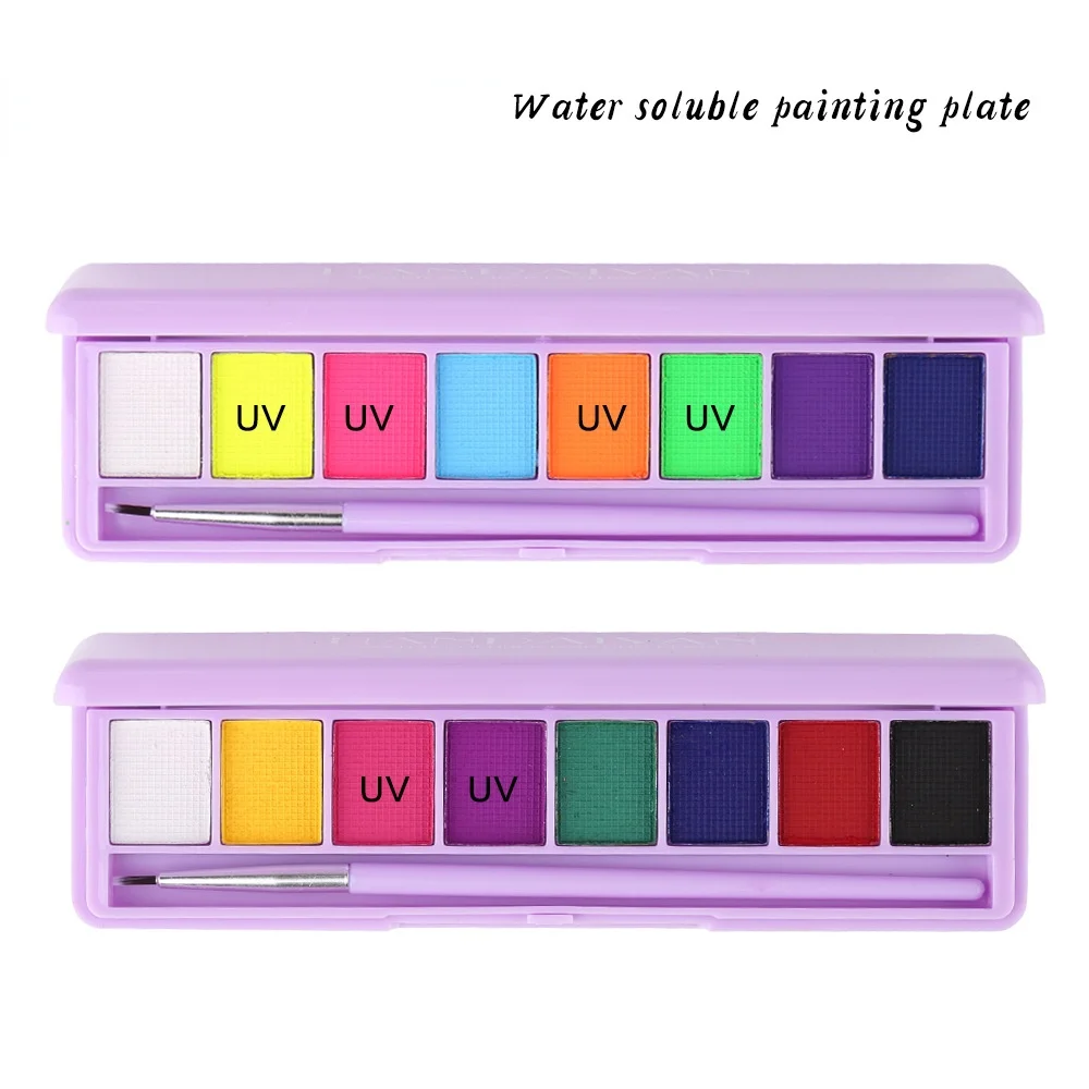 8 Colors Face Body Paint Water Activated Eyeliner Palette Halloween Party Flash Tattoo Safe Face Body Painting Halloween Makeup 5