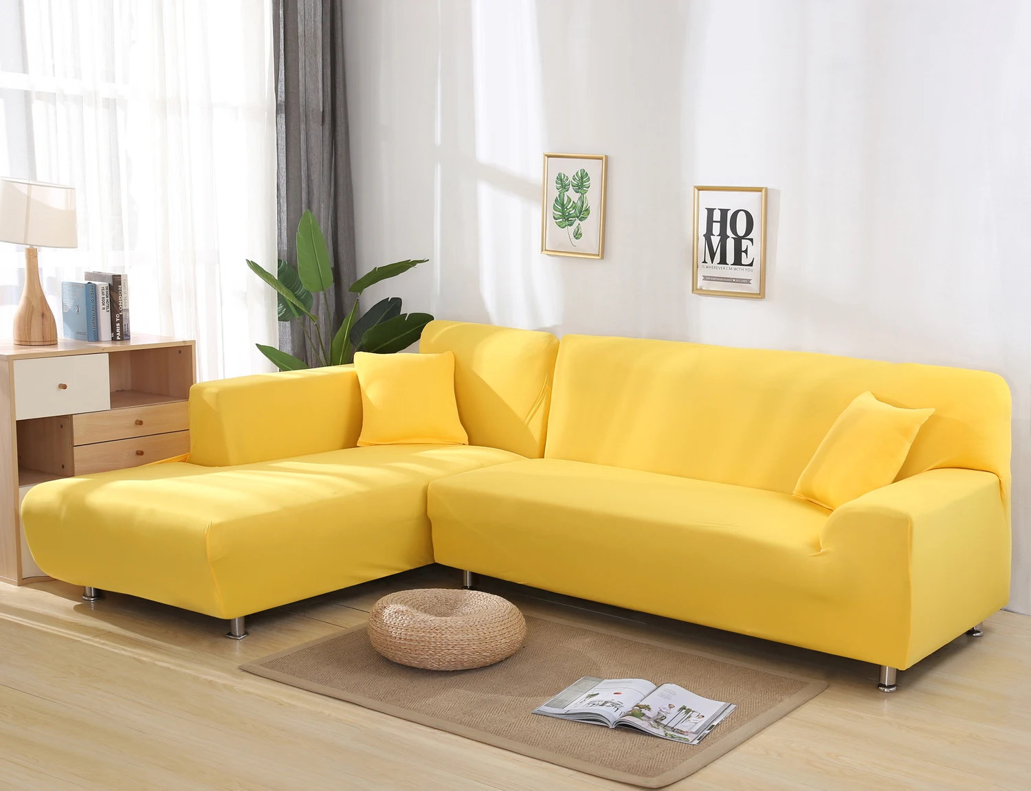 yellow 1 шт. сплошной цвет эластичный чехол на диван спандекс современный полиэстер угловой диван покрывало для дивана стул протектор гостиная 3 местный - Цвет: yellow