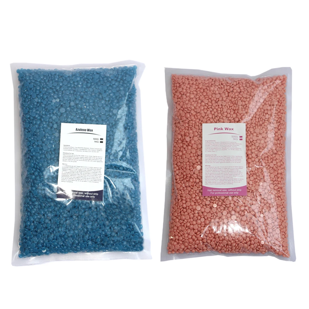 2Bags Home Hard Wax Bead Beans for Face Bikini Underarm Back Chest Leg 500g/bag Depilatory Hard Wax Bikini Hair Removal Bean