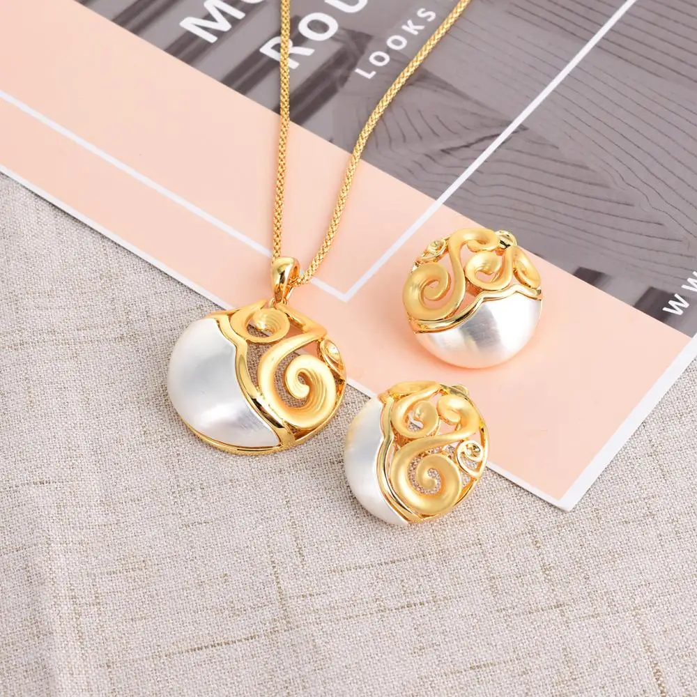 Viennois набор украшений для женщин геометрические полые круглые ожерелья серьги-гвоздики разноцветные вечерние серьги ювелирные изделия - Окраска металла: Gold