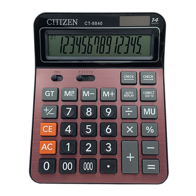 

Gtttzen Electronic Desktop Calculator Ct-8840 with 14 Digit Large Display Solar Battery Multi-Function Office Calculator