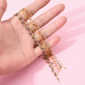 

1 Meters Width Gold Cable Chain Stainless Steel Enamel Satellite Cable Link Chain For Bracelet Necklace Anklet Making