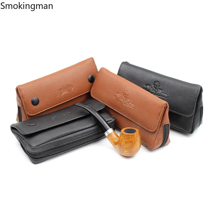 Leather Pipe Bag Bag Black/Brown Lychee Pattern Tobacco Portable Pipe Accessories Smoking Set Tobacco Kit pipe pipes