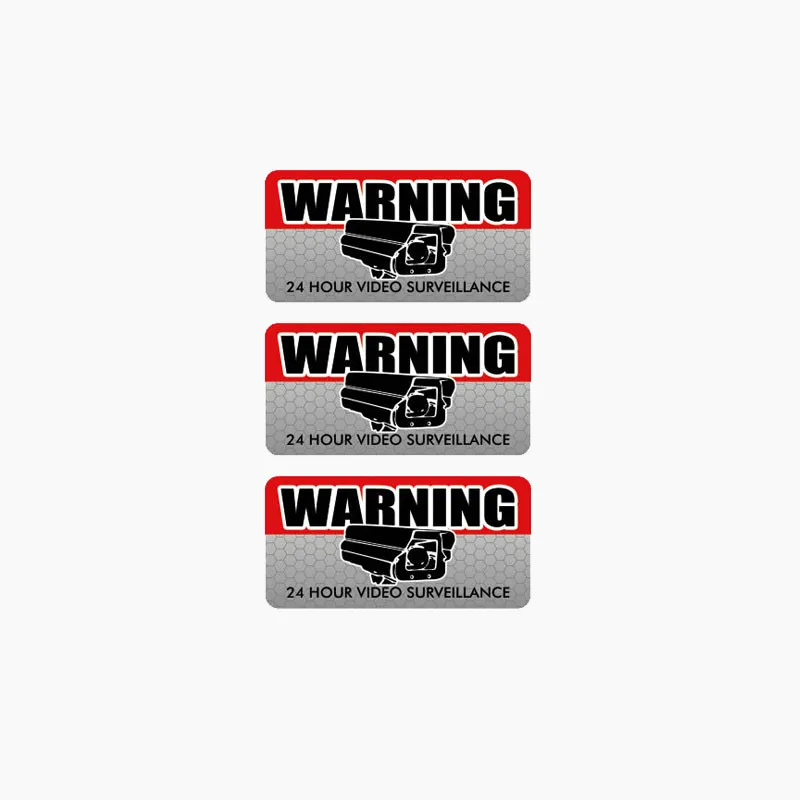 

3X 4.8cm X 10cm WARNING VIDEO SURVEILLANCE Reflective Car Sticker Motorcycle Accessories Vinyl Scratches Waterproof PVC