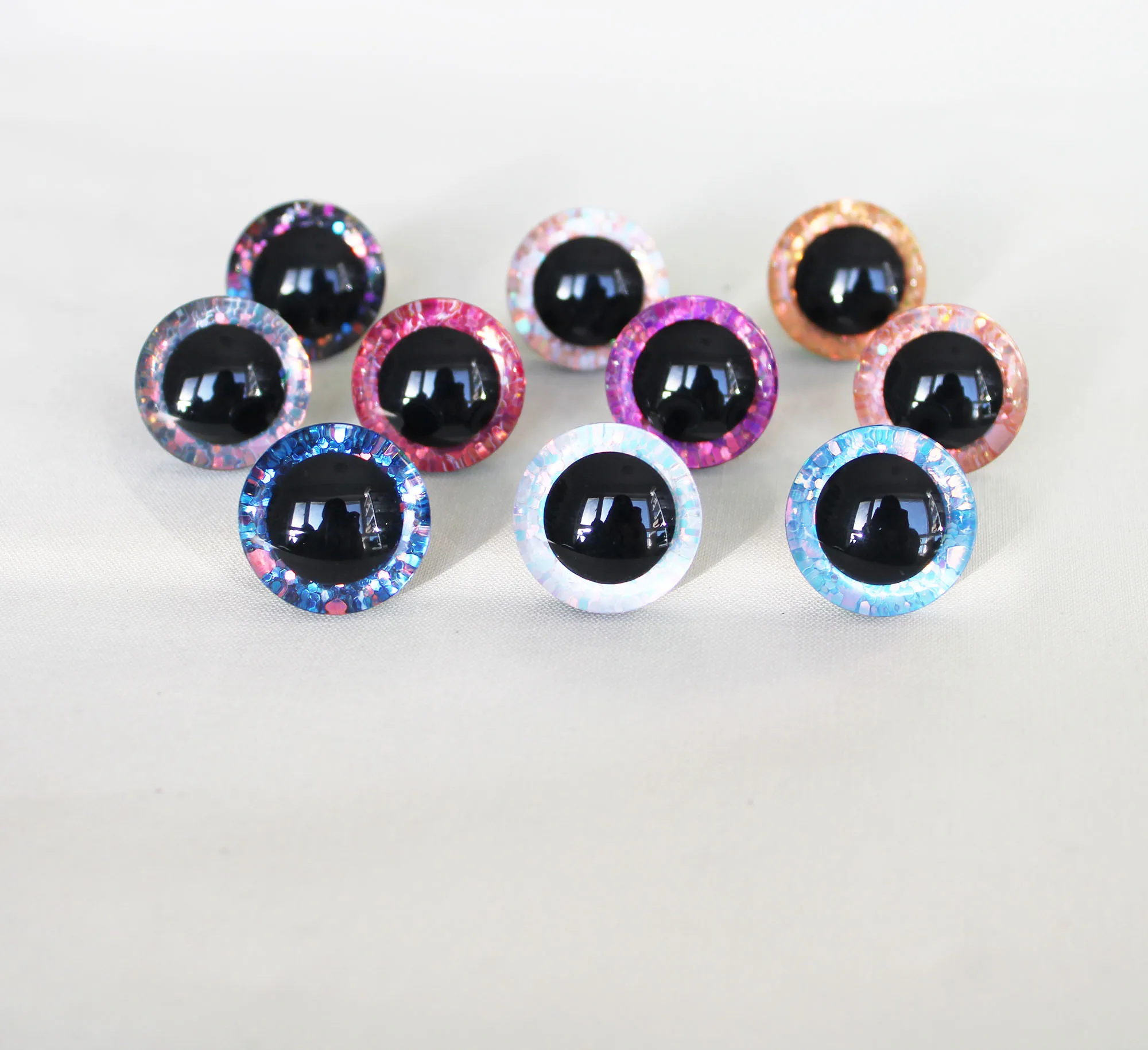 500pcs/lot 9mm to 35mm craft eyes  super fashion 3D glitter toy safety eyes  plush doll eyes  with washer--color option-T10