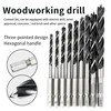 Hexagonal shank three-point woodworking drill bit perforating support drill electric drill rotary head wood plank hole special ► Photo 1/6