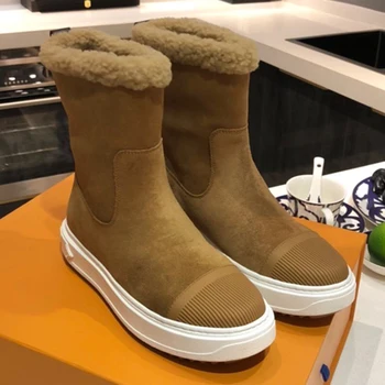 

Winter Snow Boot Women Ankle Boots Shoes Fashion Thick Sole Flock Boots Brand Warm Women Shoes