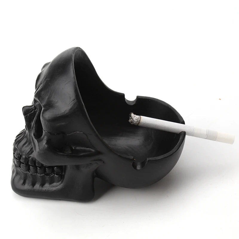 Cigarettes ashtray Skull ashtray tobacco ash box sculpture statue container decoration retro vintage skull home office bar ornament crafts man gift