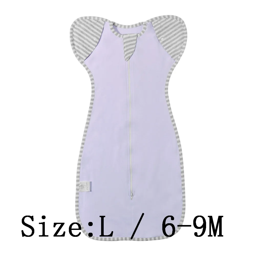 Purple L 6-9M Съемные одеяла для детей от 0 до 9 месяцев, детские пеленки с ручками, самостоятельно успокаивающие пеленки и мягкий спальный мешок - Цвет: Purple L 6-9M