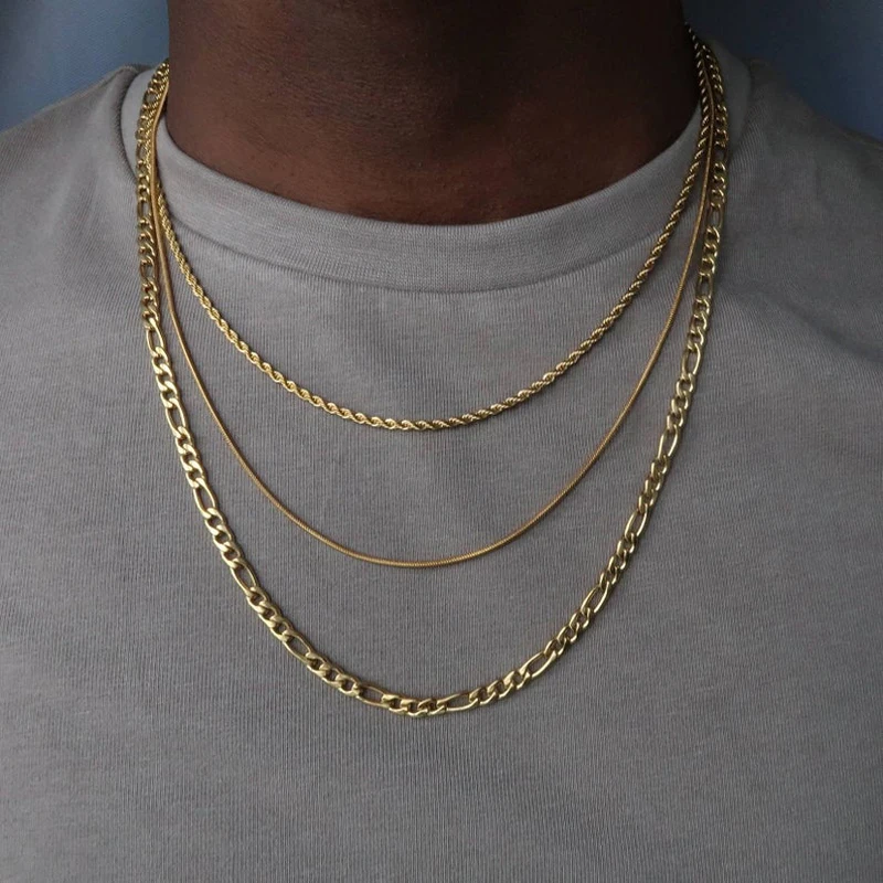 Men Necklace Figaro Chain Twist Rope 