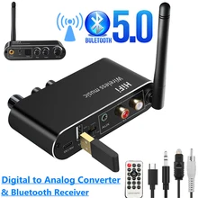 Bluetooth 5.0 Receiver Wireless Adapter Digital to Analog Audio Converter Optical Coaxial to 3.5mm 2RCA with Remote Control