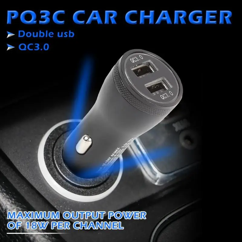 PQ3C 36W Автомобильное зарядное устройство двойной QC 3,0 USB 5A адаптер для быстрой зарядки телефона