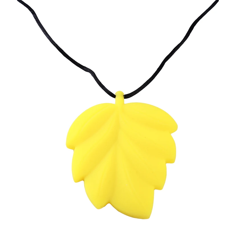 Creative Leaf Shape Baby Teether Necklace Baby Molar Bar Silicone Necklace Silicone Toy Silicone Baby Pendant Necklace Beads - Цвет: yellow