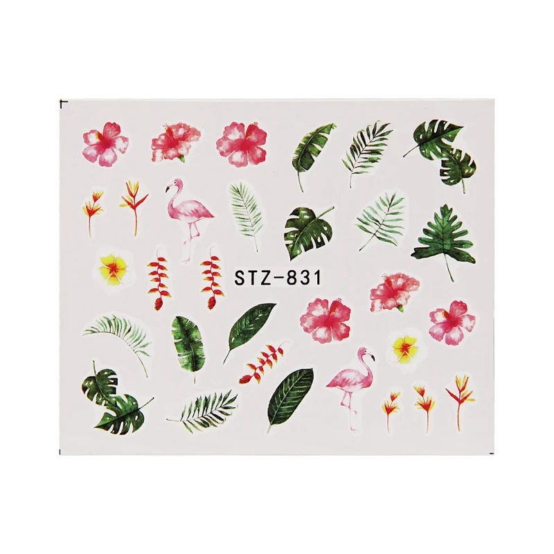 19 дизайн листья цветок переводные наклейки для ногтей s Наклейка с фламинго украшение для маникюра «сделай сам» - Цвет: A08