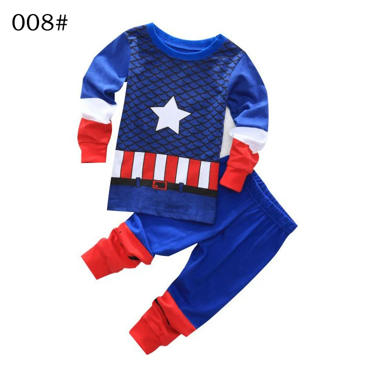 kids cotton pajamas Captain America Spider-Man Batman Superman sets sleepwear baby boys girls Cartoon pijamas nightwear clothes