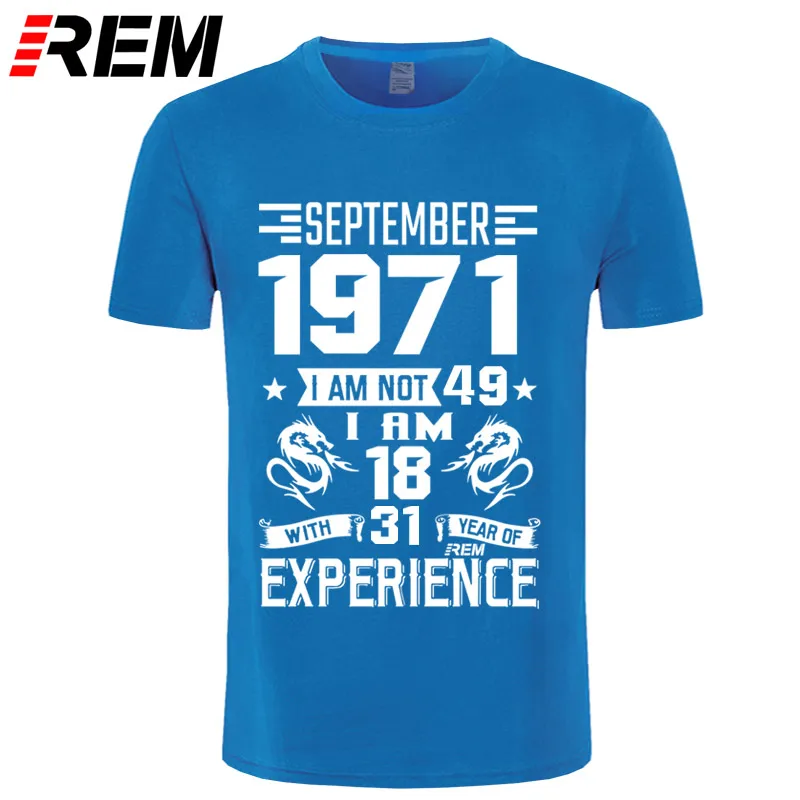 BLUE September С мая, июня, июля, августа, сентября, декабря, 1971 года, Мужская футболка с коротким рукавом, с принтом, повседневная, модная, с января, с февраля - Цвет: BLUE September