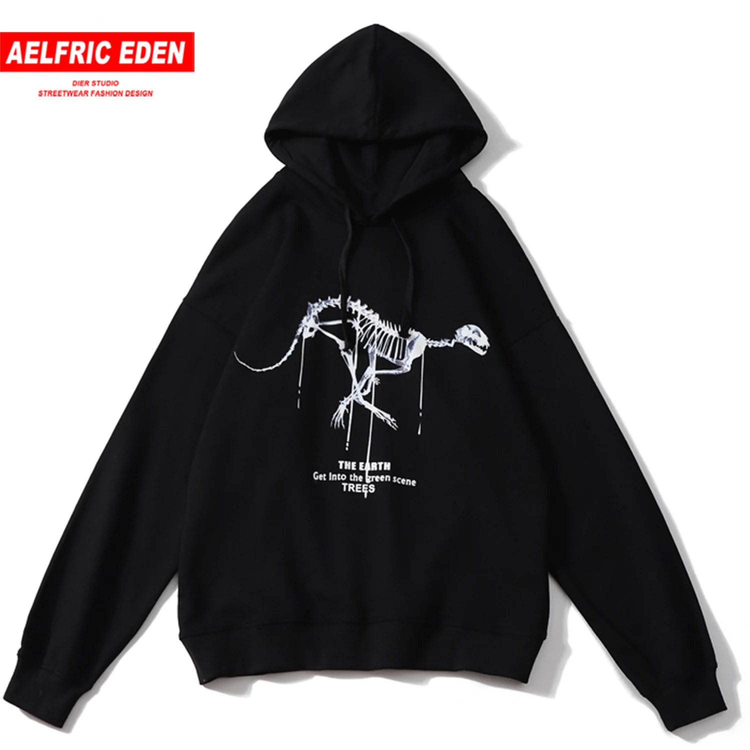 Aelfric Eden хип хоп динозавр кости печатных мужские толстовки с капюшоном Повседневный хлопковый Мужской пуловер уличная мода хип хоп толстовки
