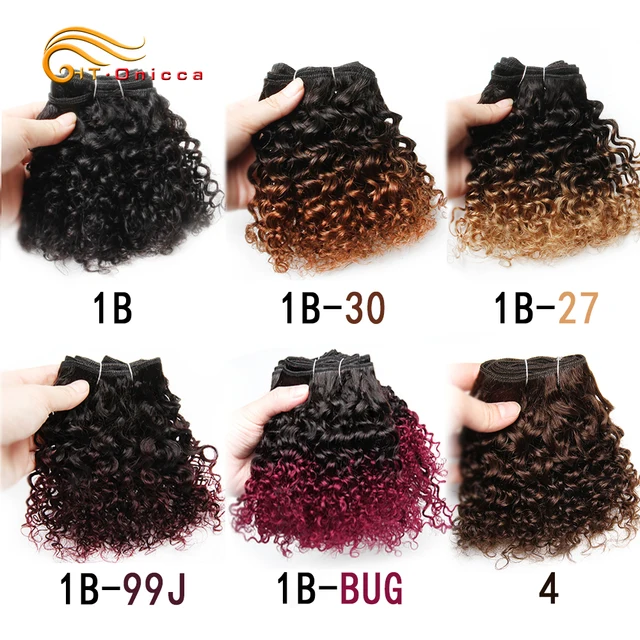 6Pcs/Lot Peruvian Curly Bundles Jerry Curl Double Drawn Human Hair Remy Funmi Hair T1B 30 99J Colored Hair Extension Htonicca 2