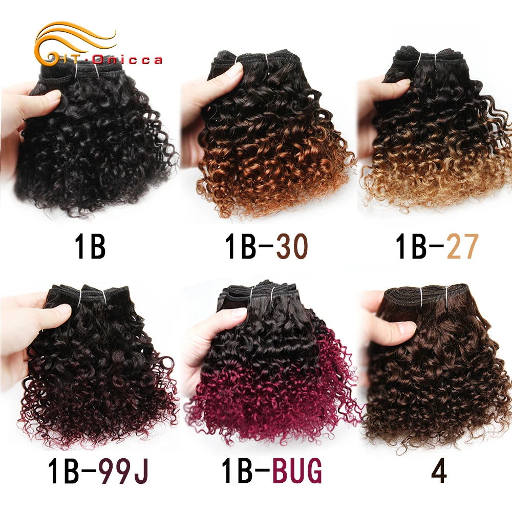 6Pcs/Lot Peruvian Curly Bundles Jerry Curl Double Drawn Human Hair Remy Funmi Hair T1B 30 99J Colored Hair Extension Htonicca