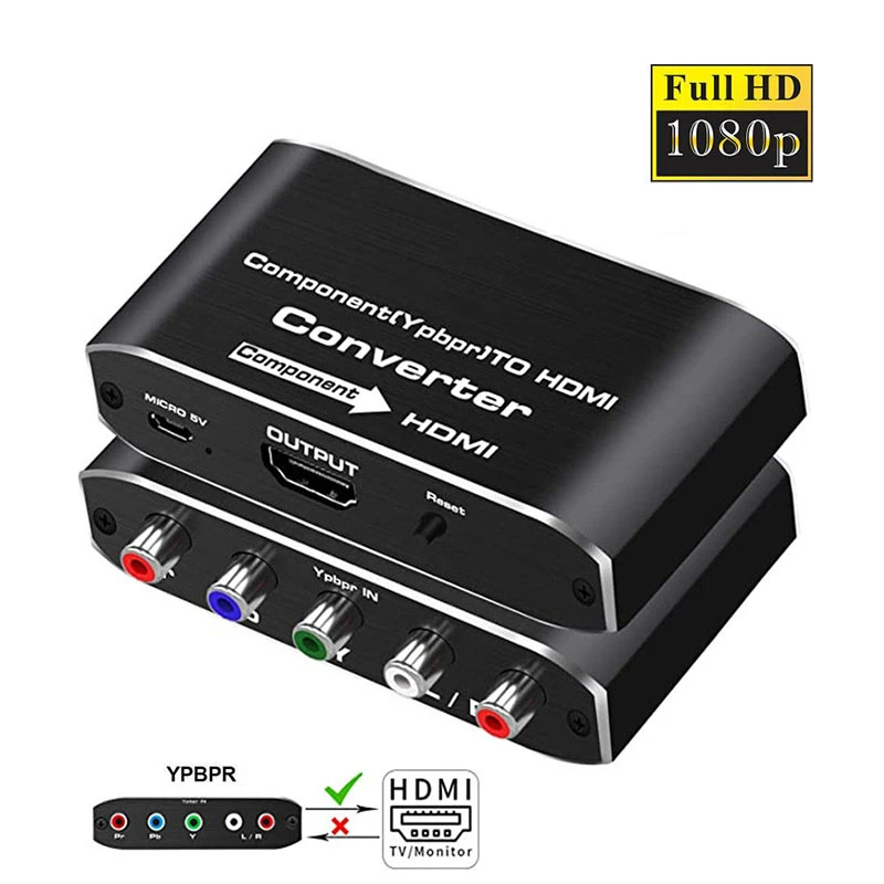 Convertidor de audio y vídeo YPbPr a HDMI, adaptador para DVD, PSP, PS2, monitor HDTV, 5RCA, a HDMI, 2020|Cables HDMI| - AliExpress