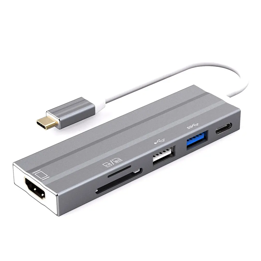 USB C концентратор 6-в-1 4K HDMI зарядка PD Порты и разъёмы USB3.0 USB2.0 SD/устройство для считывания с tf-карт Тип C адаптер для MacBook Pro