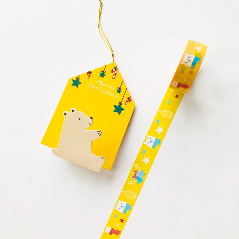 1.5CM*5M Christmas Angel Pendant Washi Masking Tape Christmas Tree Decor - Цвет: Polar Bear