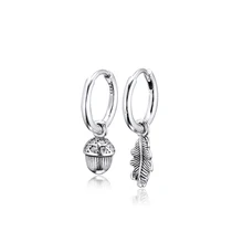 Acorn& Leaf Hoop Earrings 925 Sterling-Silver-Jewelry Free Shipping