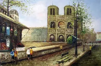 

High Quality Perfect Art Oil Painting Hand-painted on Canvas: Notre Dame Church Paris Characteristic Church