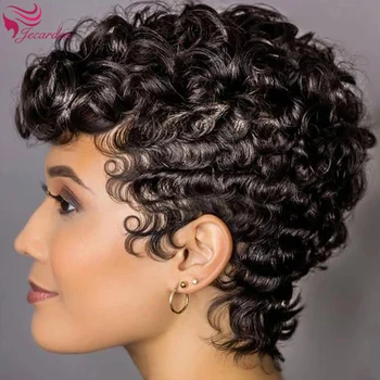 

Malaysian Water Wave Bob Wigs Short Curly Bob Closure Wig Brazilian Afro Kinky Wig For Black Women