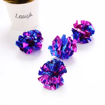 

48PCS Mylar Balls Cat Toy Shiny Crinkle Sound Shiny Ring Paper Kitten Crackle 85WC