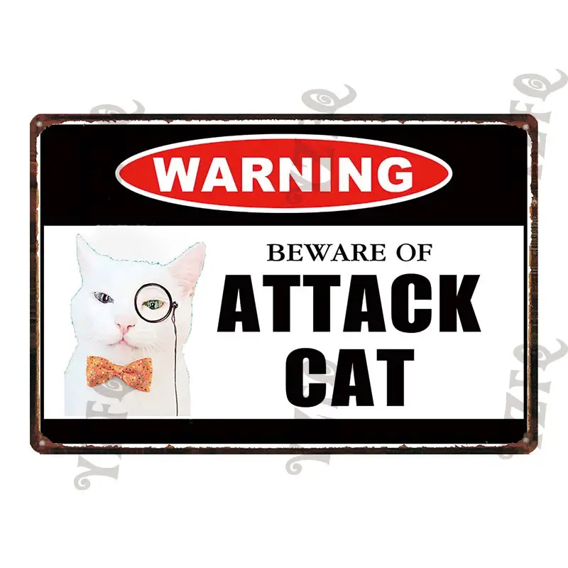 Предупреждение ющий знак атака кошка металлические знаки прекрасный кот потертый шик ретро тарелка настенный бар Pet Shop домашний арт Ремесло Декор 30X20 см DU-4747A - Цвет: DU-4732