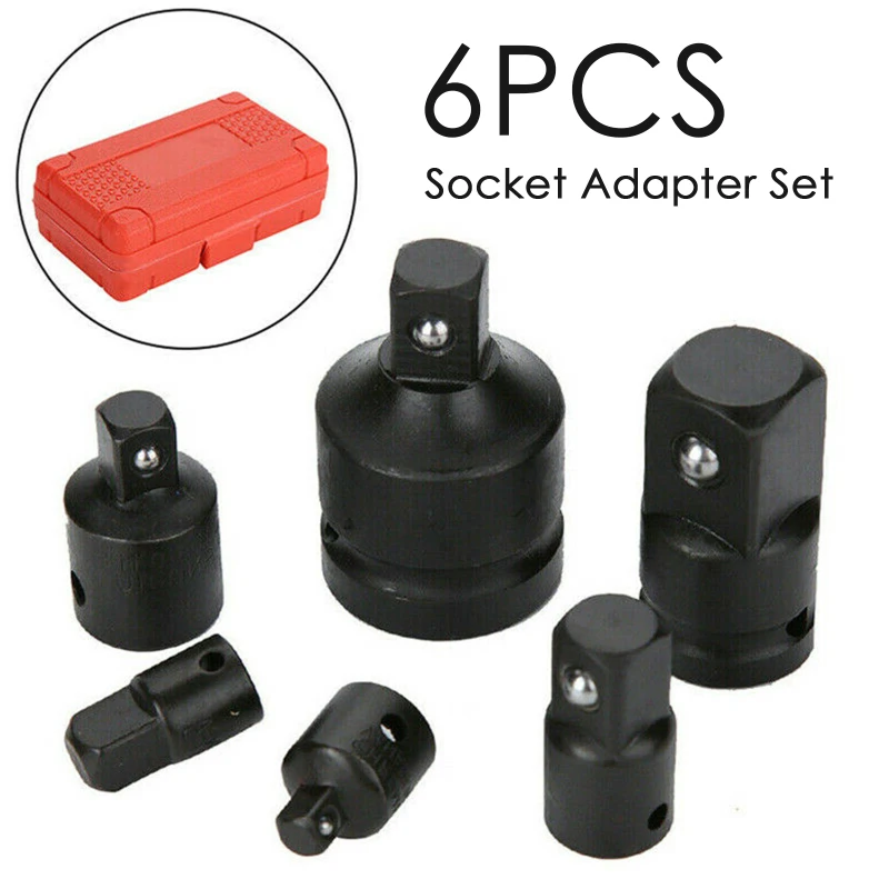 

1/4 3/8 1/2 3/4 Inch 6Pcs Impact Socket Adapters Set Quickly Drive Female Reducer Steel Tapered Square End Hand Tools with Case