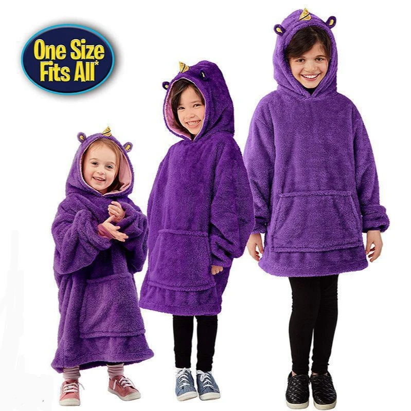 

New Children's Pajamas Solid Color Thickening Plus Velvet Warm Home Children's Clothing Storage Warm Clothing Pet Shape