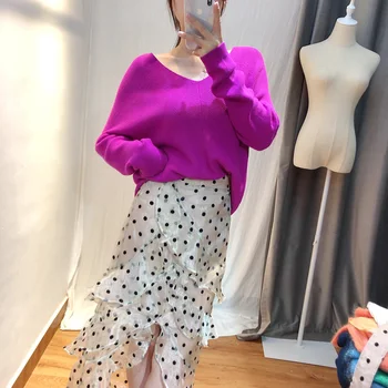 

Women Sweater 2019 Autumn and Winter New Women's V-neckline Cashmere Knit Top