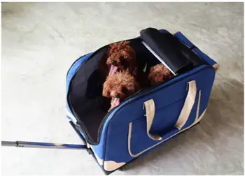 

Pet trolley folding four-wheeled dog trolley box cat suitcase bag breathable closed Lever Panoramic Skylight Super Breathable