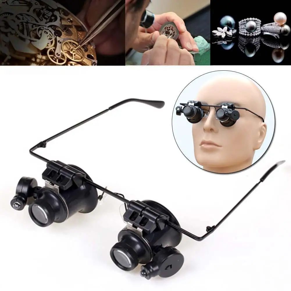 

LED 20X Magnifier Magnifying Dual Eye Glasses Loupe Lens Jeweler Watch Repa Magnifying Glass Magnifying Glass With Light