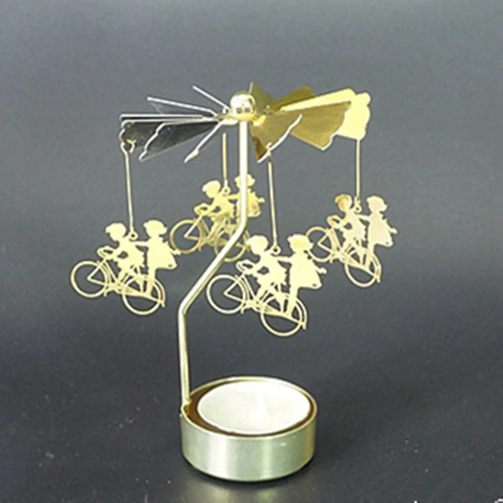Hot Spinning Rotary Metal Carousel Tea Light Candle Holder Stand Light Xmas Gift candelabros decorativos de velas candelabra 22 - Цвет: I