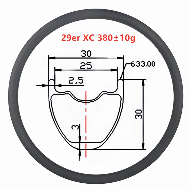 

29er clincher hookless tubeless 30mm x 30mm deep MTB XC race carbon rim cross country mountain bike wheel UD 3K 12K matte glossy