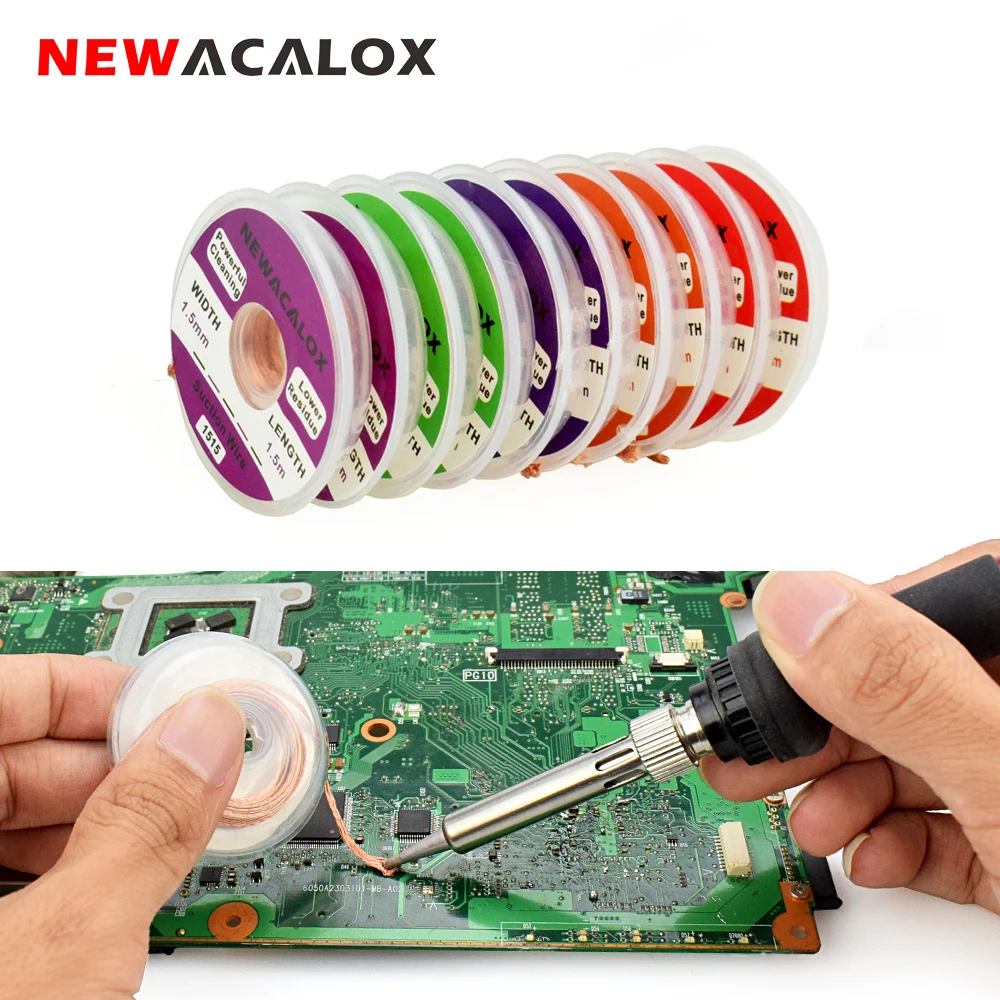NEWACALOX 2 шт./лот припоя провода 1 5/2 0/2 5/3 0/3 5 мм всасывания оловянной проволоки