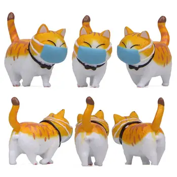

1Pc Cartoon Face Cover Fat Cat Design DIY Mini Model Figurine Ornament Micro Landscape Decor Толстая кошка кукла