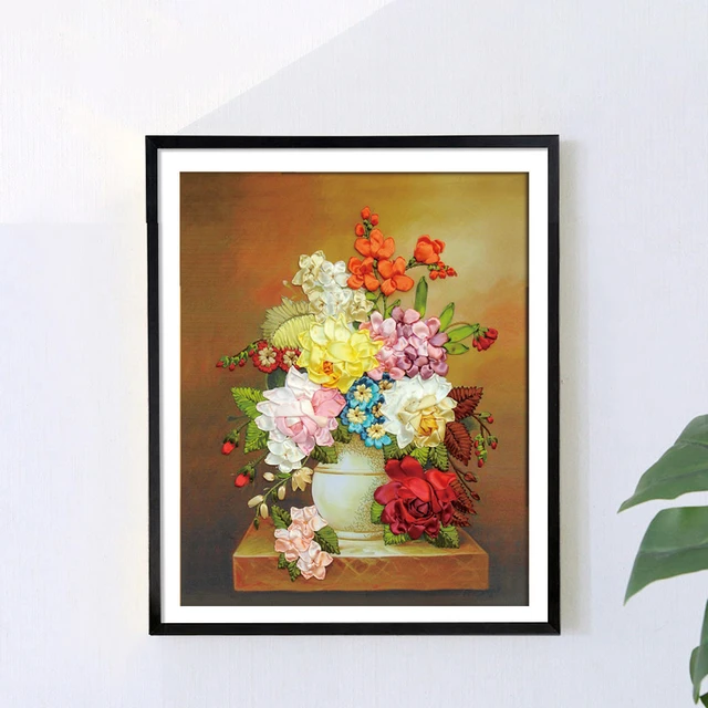 Hand-embroidered Flowers Between The Fingers Fabric Three-dimensional  Ribbon Embroidery Hanging Paintings Su Embroidery Gifts - AliExpress