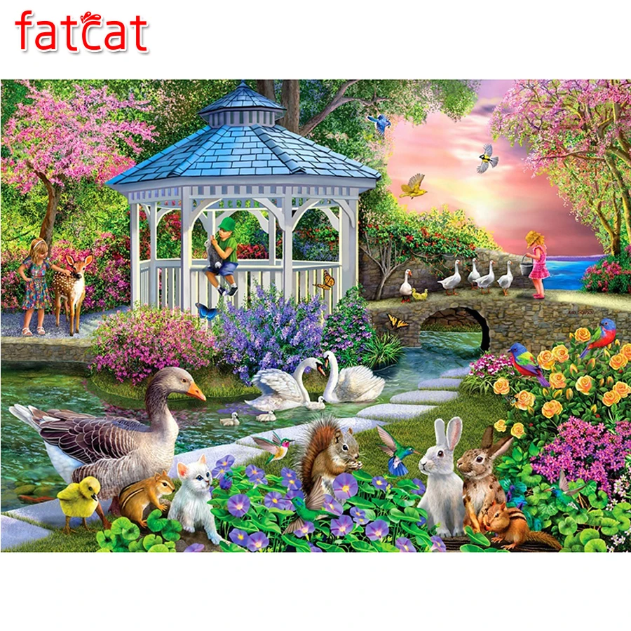 Набор для алмазной вышивки сделай сам FATCAT 5D мозаика крестиком павильон садовое