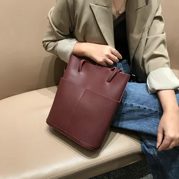 

Single Shoulder Bucket Bag Luxury Handbags Women Bags Designer Cow Leather Bags for Women 2020