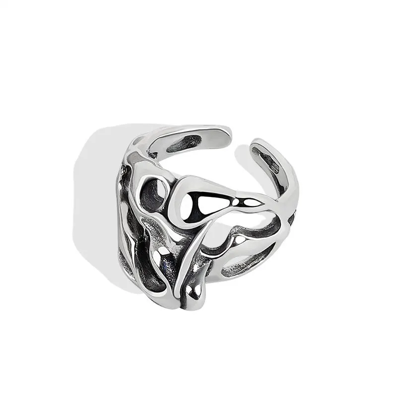 Silver Color Irregular Hollow Surface Bump Ring Female Jewelry