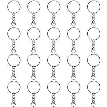

10/20/40/60Pcs Stainless Key Chains Silvery Circle DIY Keyrings Jewelry Keychain Making Jewelry Accessories 25mm