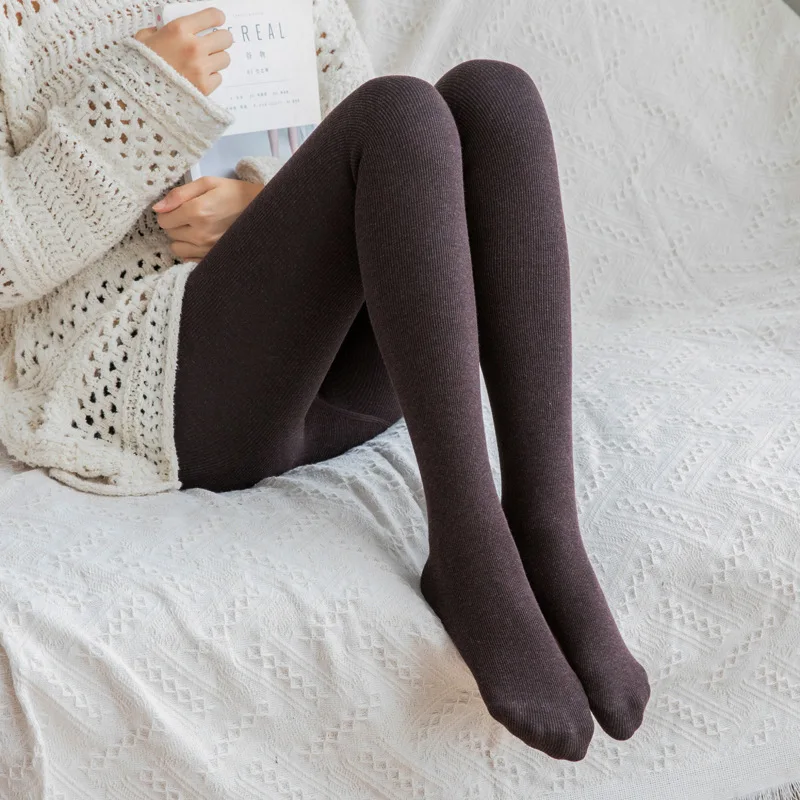 dark coffee Bottomwear Pantihose/Хлопковые носки; милые длинные теплые мягкие однотонные носки кофейного, белого, серого цвета; Популярная мода; Ins; сезон осень-зима - Цвет: dark coffee