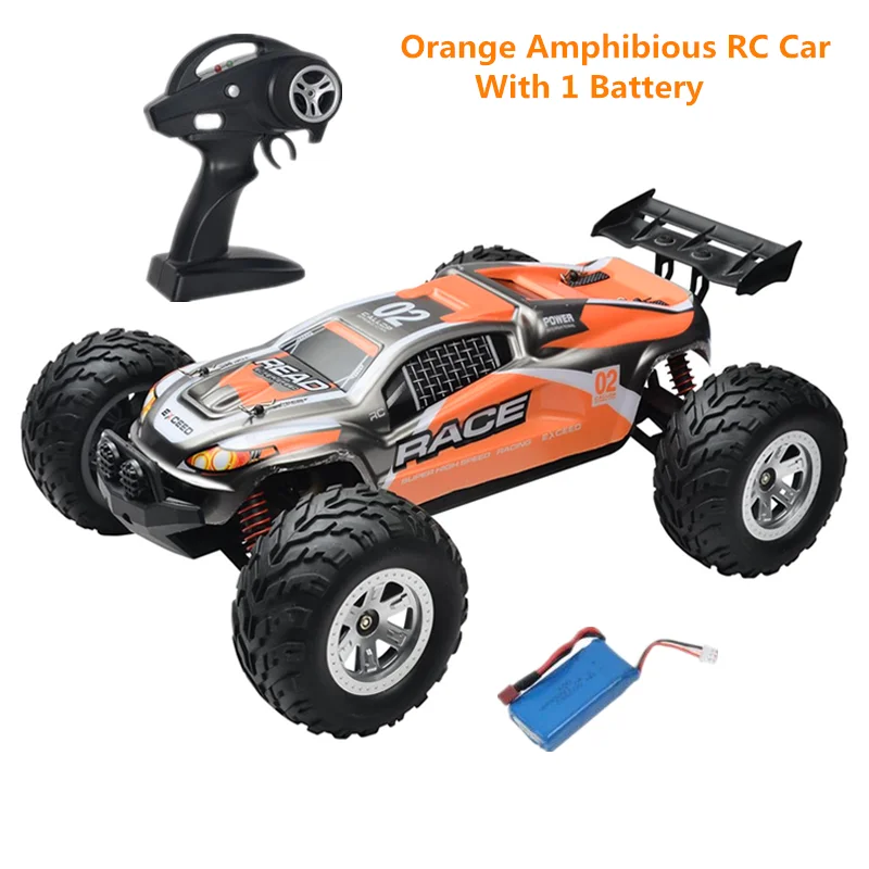 1:12 RC Дрифт гоночный высокоскоростной амфибия RC автомобиль 4WD высокопроизводительный Багги IP4 водонепроницаемый максимальная скорость 40 км/ч большая шина RC автомобиль - Цвет: Orange car 1battery