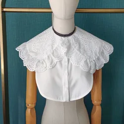 Fake Collar Half Shirt Ladies Shirt False Collar for Woman Clothing Detachable Collar Lace Big Lapel Shawl Faux Col Tie