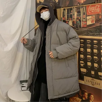 

UYUK2019 Winter Port Style Loose Fashion Temperament Trend Hoodie Fake Two Long Cotton-padded Clothes Manteau Homme Hiver